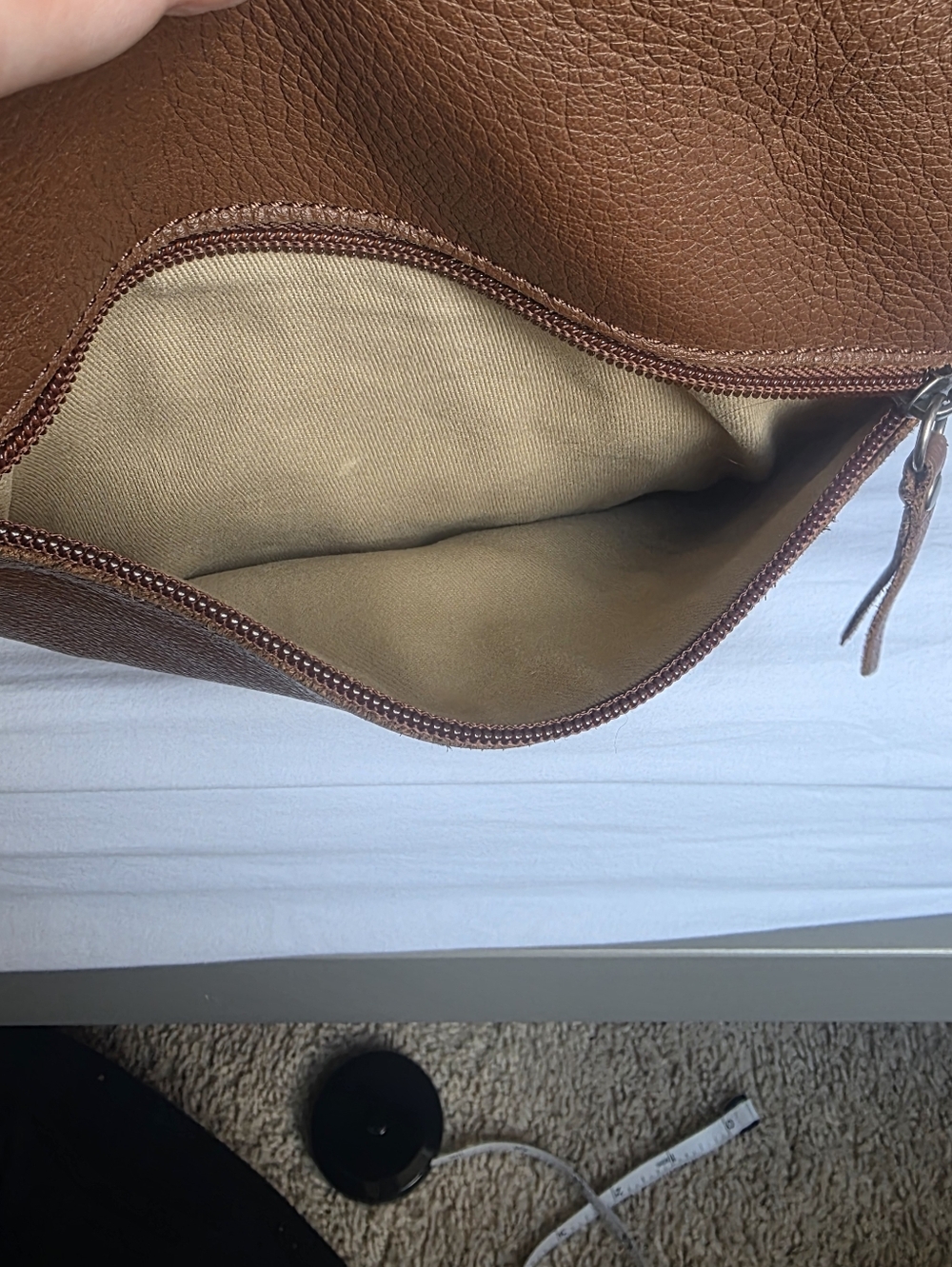 Lucky Brand Brown Leather Crossbody Bag with Signature Clover Charm - Picture 5 of 15